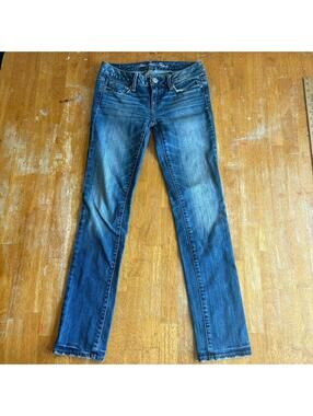 Skinny Jeans Stretch Denim American Eagle Low Rise Tag 0 Fits Like 26X28 Blue